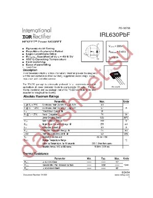 IRL630PBF datasheet  